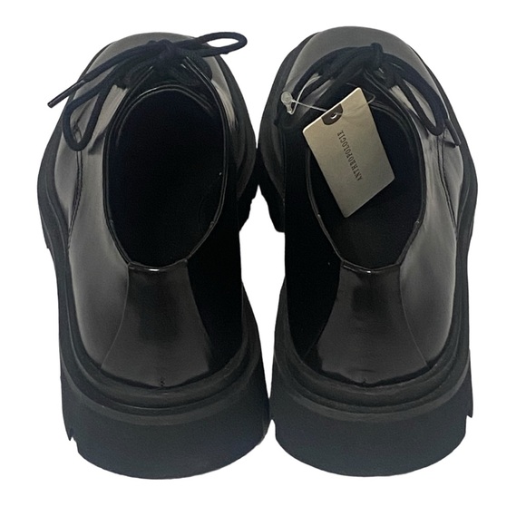 Maeve Black Patent Leather Rhys Lace Up Square Toe Loafers Size EU 38 US 8 - Picture 4 of 9